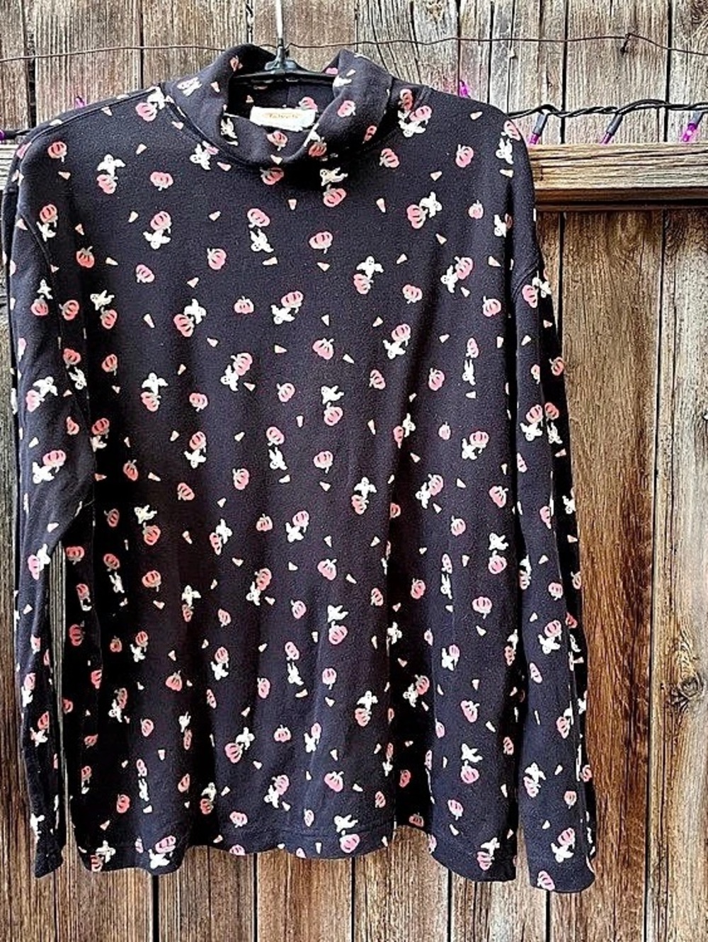 90s Vintage Halloween Turtleneck by Talbots with Ghosts, Candy Corn, & Pumpkins
